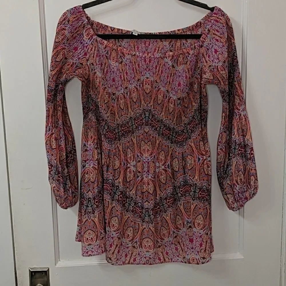 Rose+ Oive pink Paisley blouse sz m